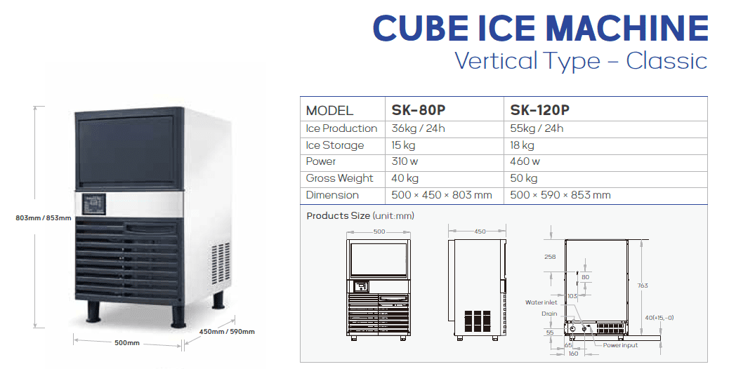 Máy làm đá Snooker Cube Ice Machine SK80P